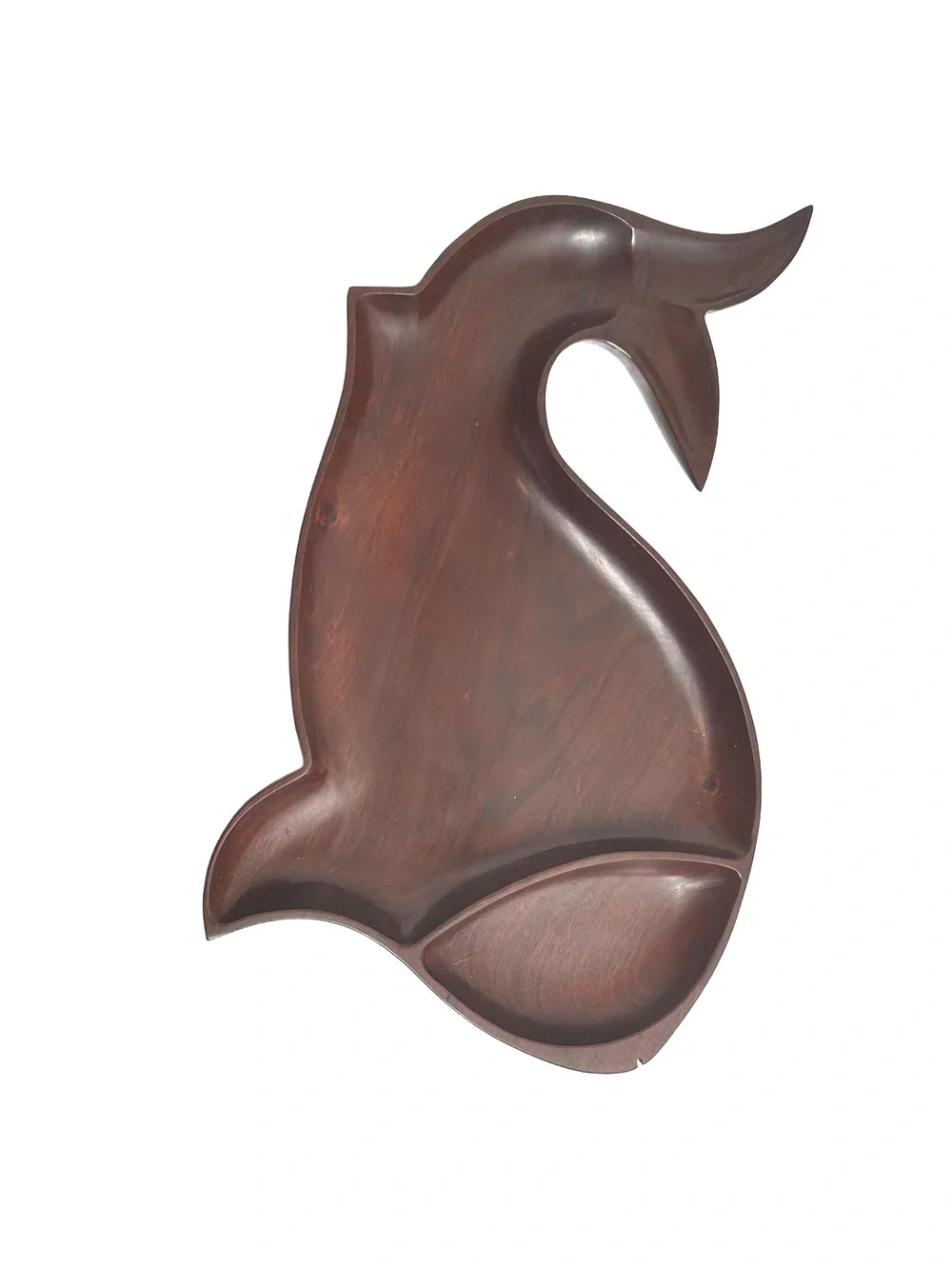 Vintage Mid-Century Modern Wooden Whale Shaped Serving Tray